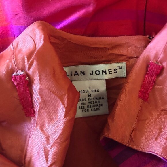 Vintage Jillian Jones 100% silk striped shift dress sz 8 - Picture 12 of 12